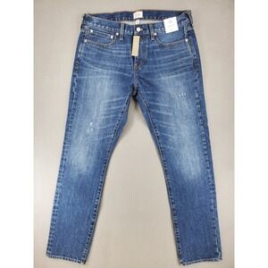 New J. CREW 484 Slim Denim Jeans Mens 34x32 Blue Med Wash Wiskering Cotton